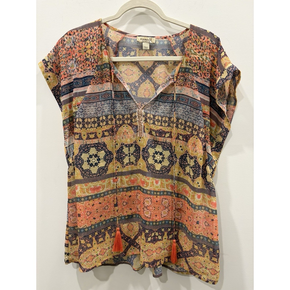 One World Top Chiffon Overlay Tank Fairycore Y2K Whimsical, Size L